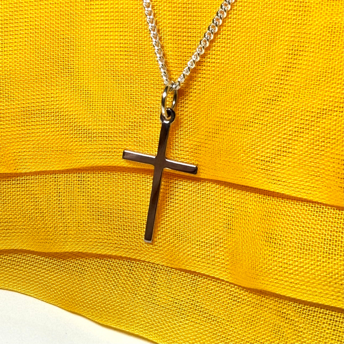 White gold cross plain highly polished
