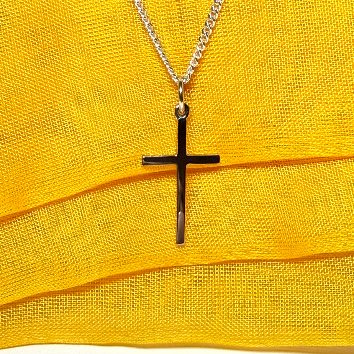 White gold cross plain highly polished