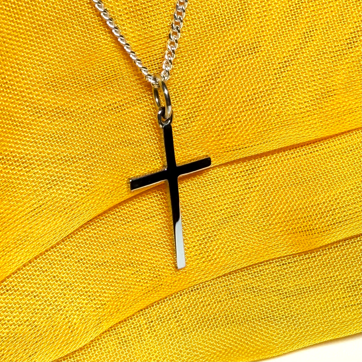 White gold cross plain highly polished