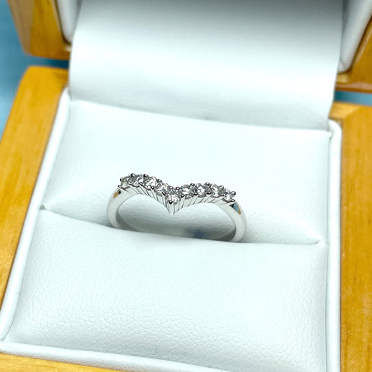 White gold diamond wishbone ring
