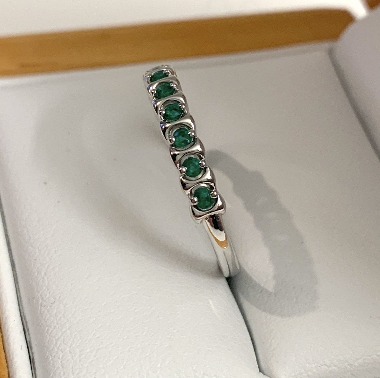 Green Emerald Eternity Ring White Gold