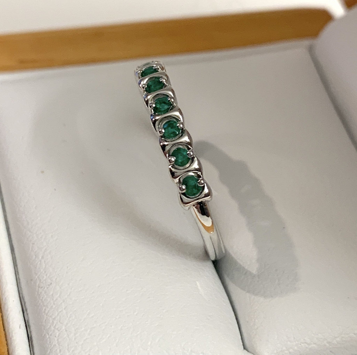 Green Emerald Eternity Ring White Gold