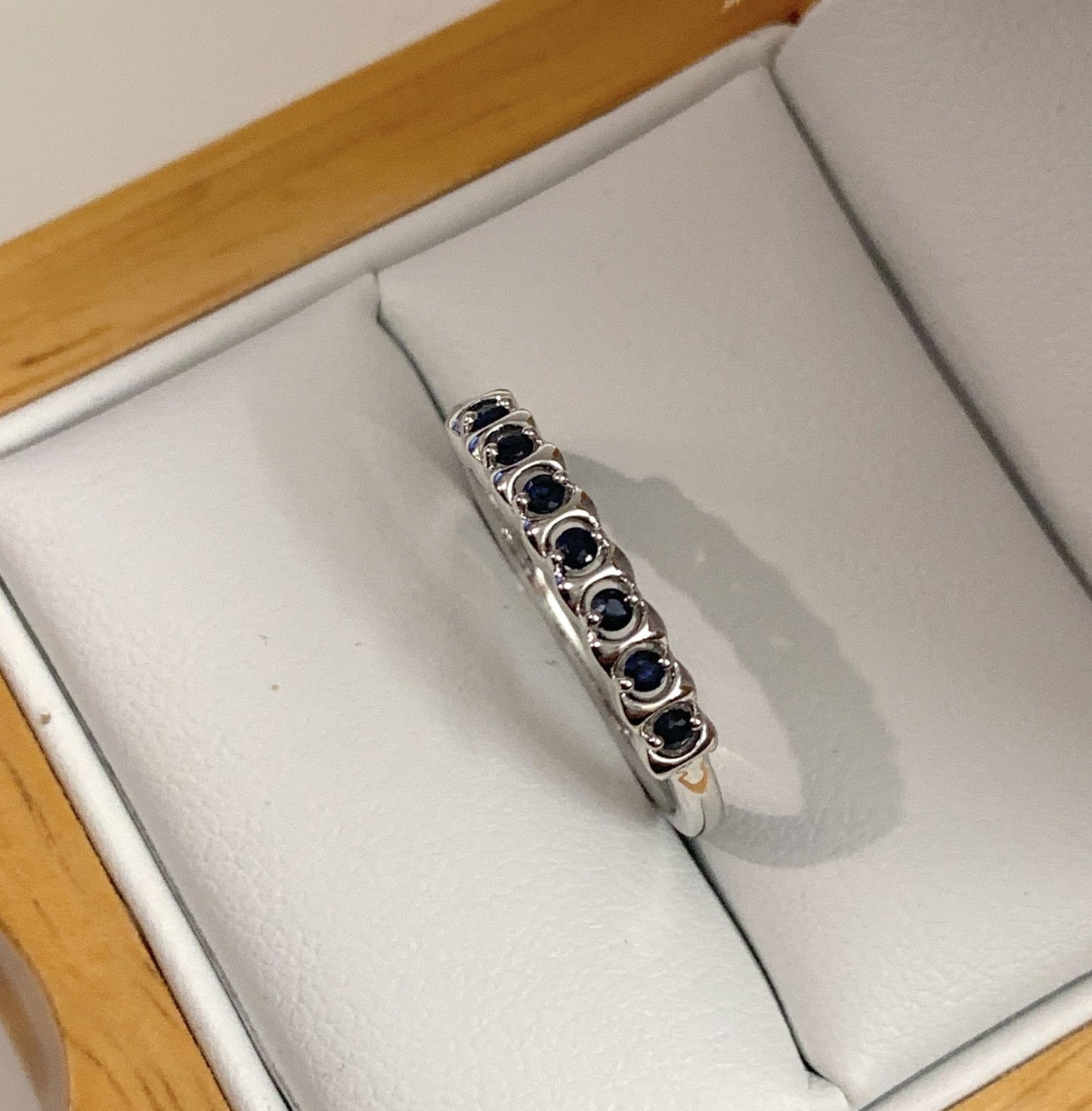 Dark Blue Sapphire Eternity Ring White Gold