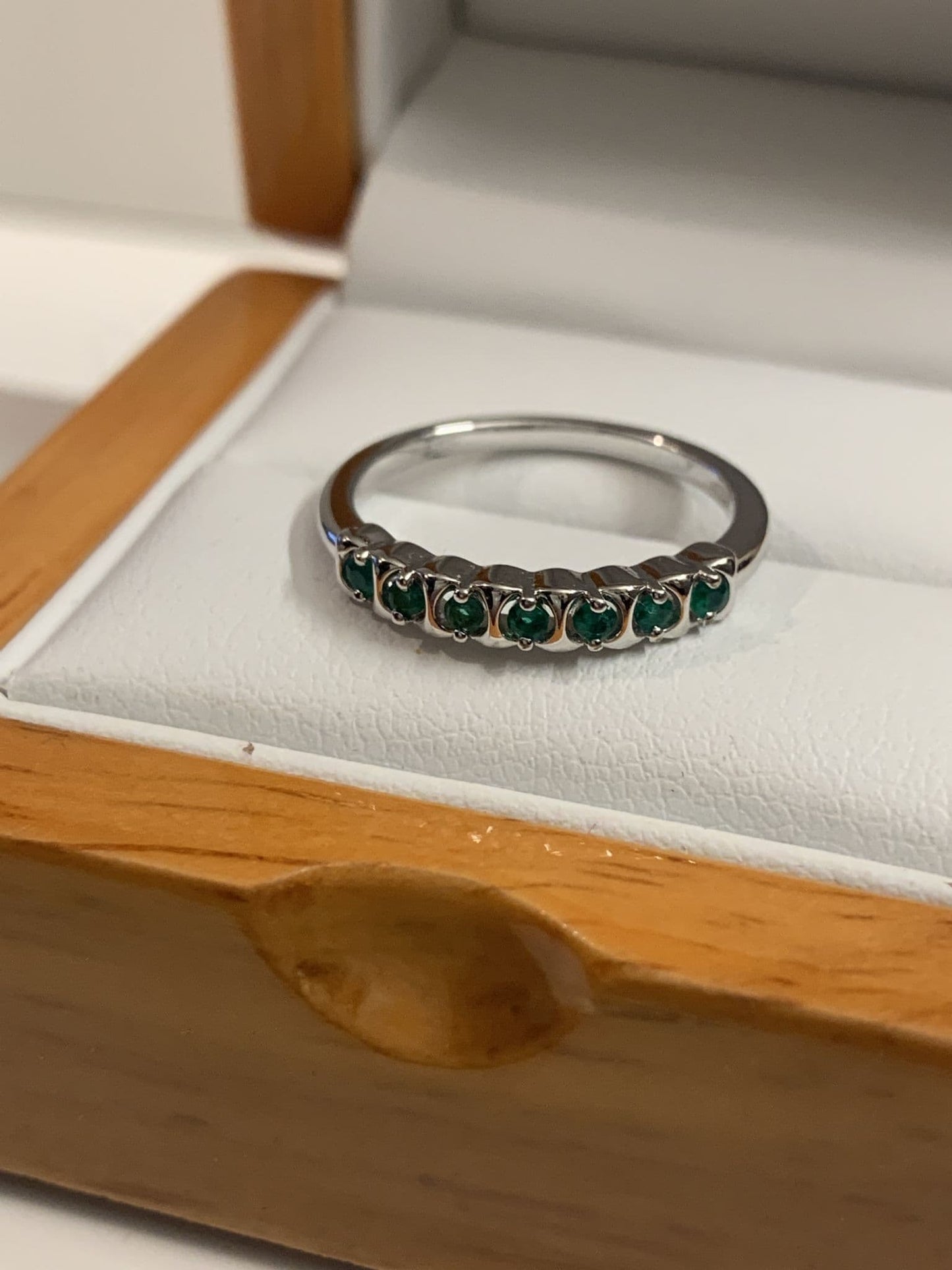 Green Emerald Eternity Ring White Gold