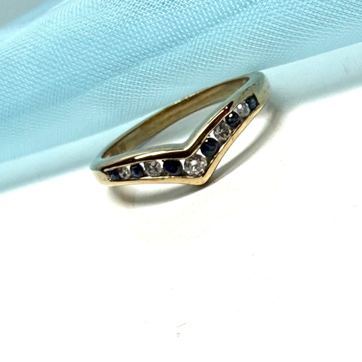 Wishbone Sapphire And Diamond Yellow Channel Set Gold Ring