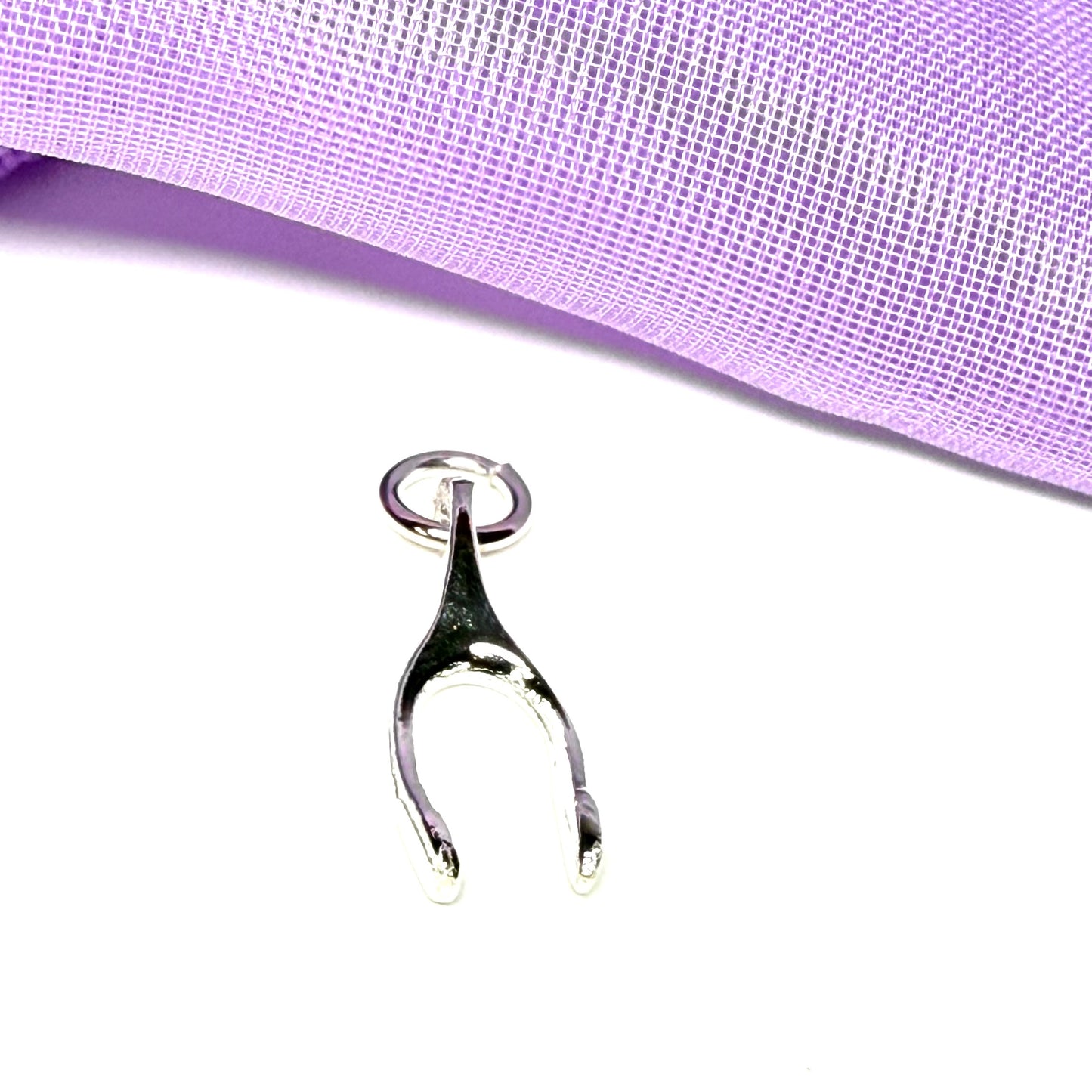 Wishbone charm sterling silver