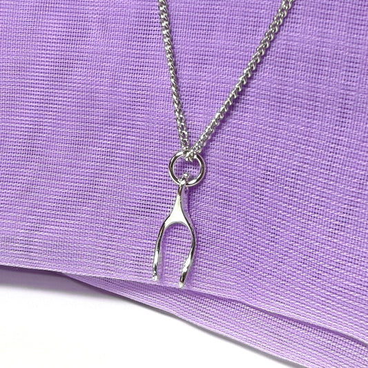Wishbone necklace pendant sterling silver including chain