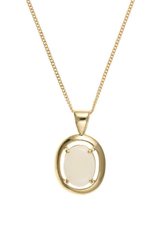 Yellow Gold Oval Opal Necklace