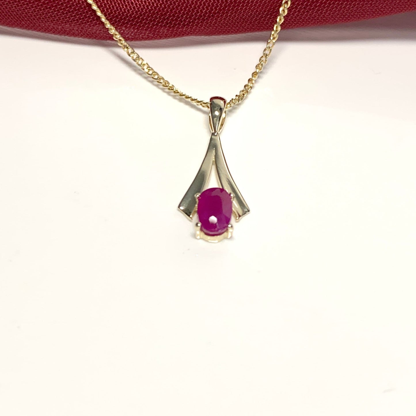 Yellow Gold Oval Ruby Necklace