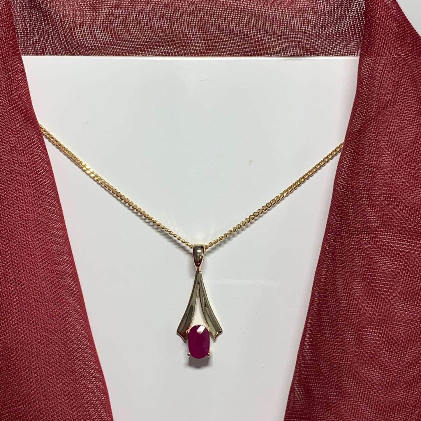 Yellow Gold Oval Ruby Necklace