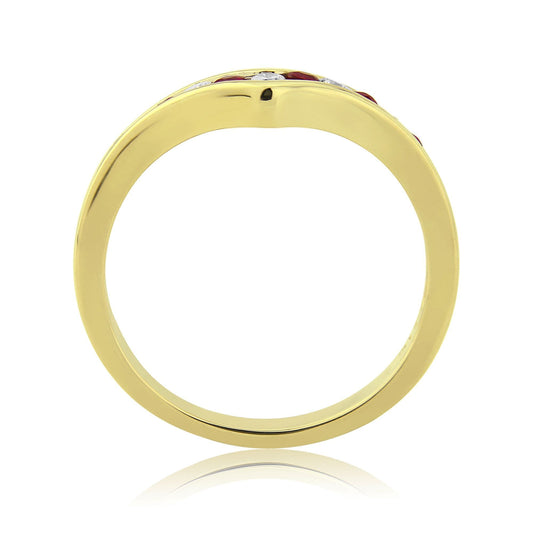 Yellow Gold Ruby And Diamond Wishbone Dress Ring