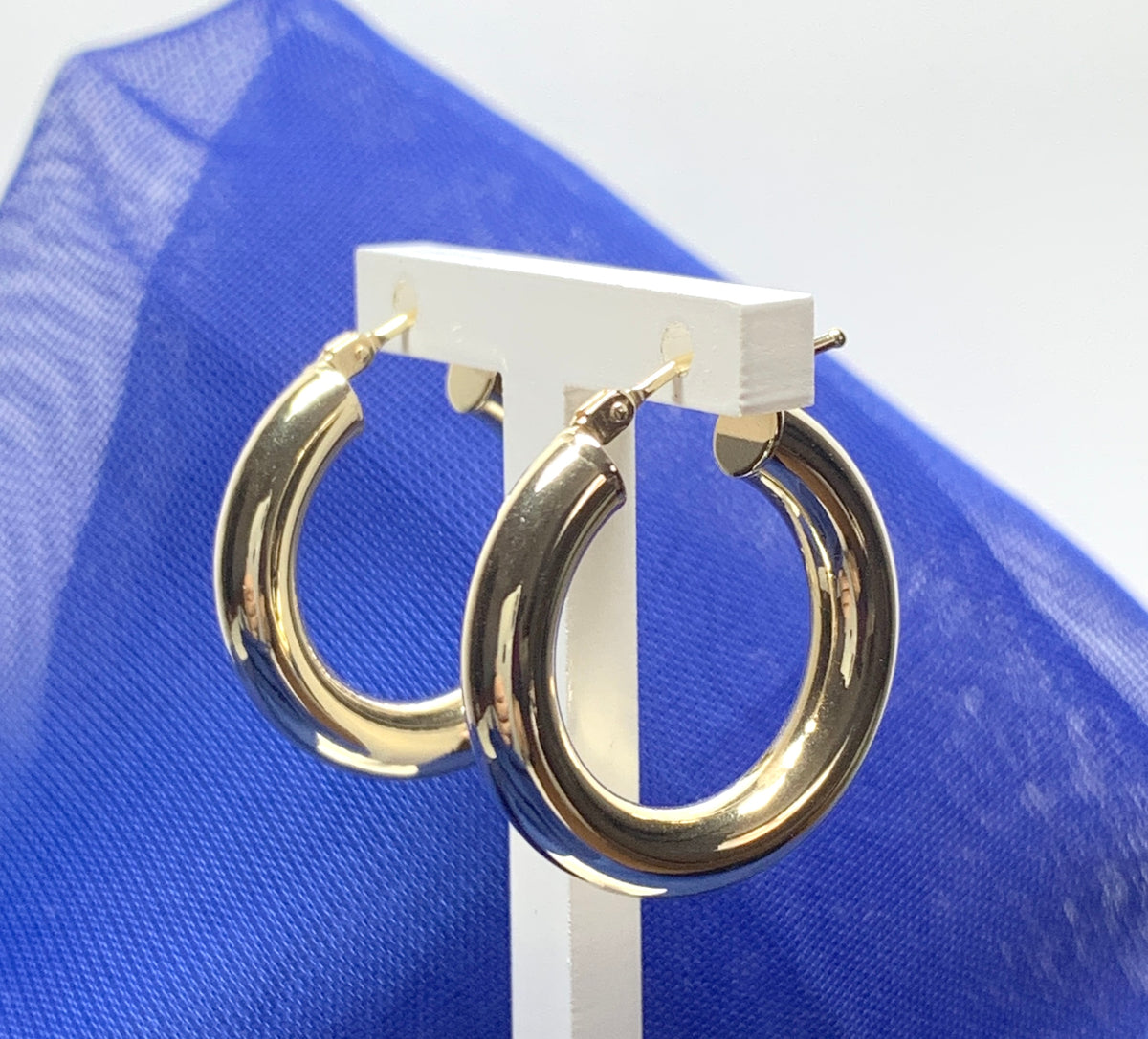 Yellow Plain Polished Thicker Round Hoop Earrings 22 mm