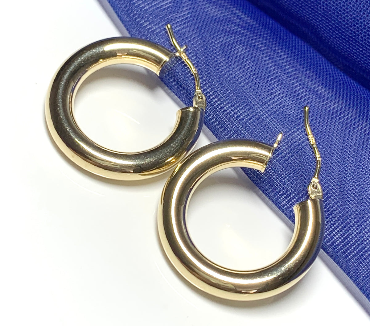 Yellow Plain Polished Thicker Round Hoop Earrings 22 mm