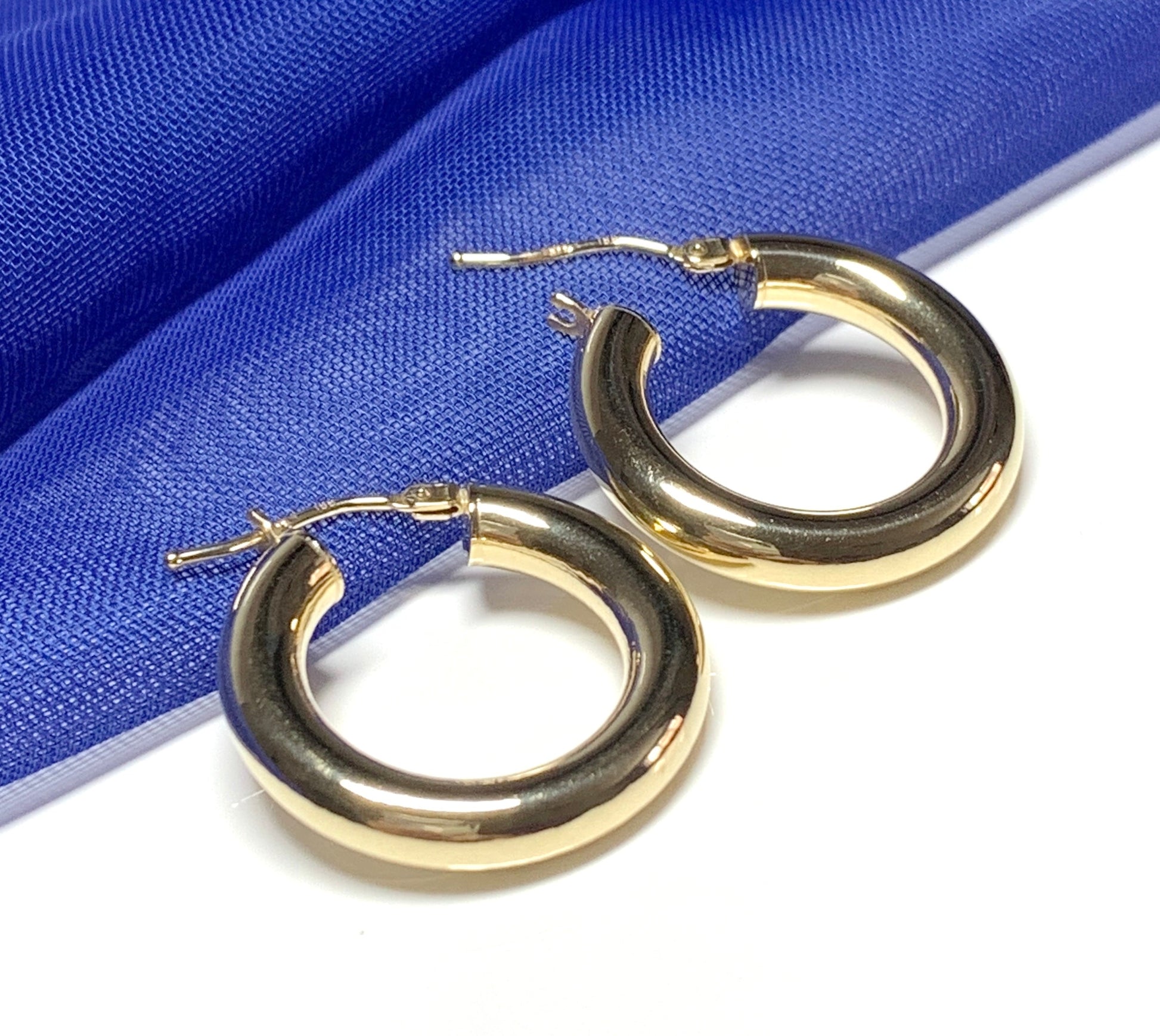 Yellow Plain Polished Thicker Round Hoop Earrings 22 mm