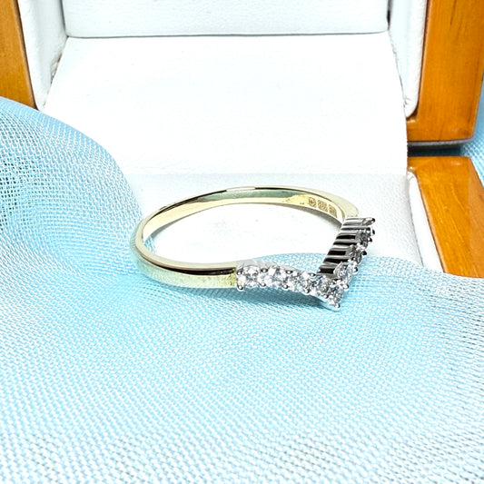 Yellow Gold Real Diamond Wishbone Shape Ring