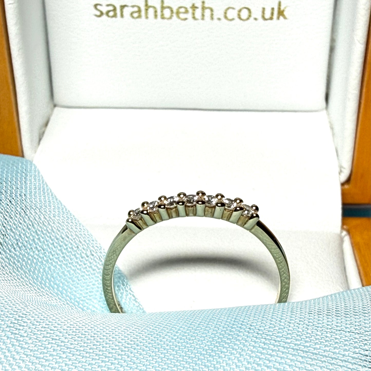 Yellow gold diamond eternity ring claw setting 19 points
