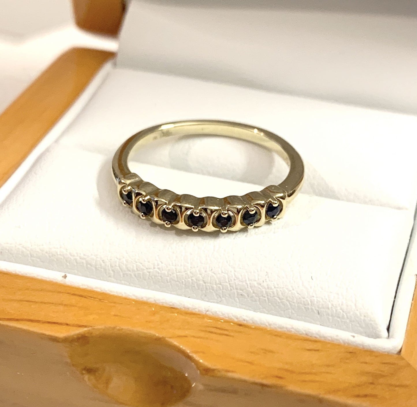 Dark Blue Sapphire Eternity Ring Yellow Gold