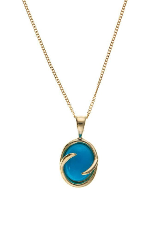 Yellow gold oval turquoise necklace pendant
