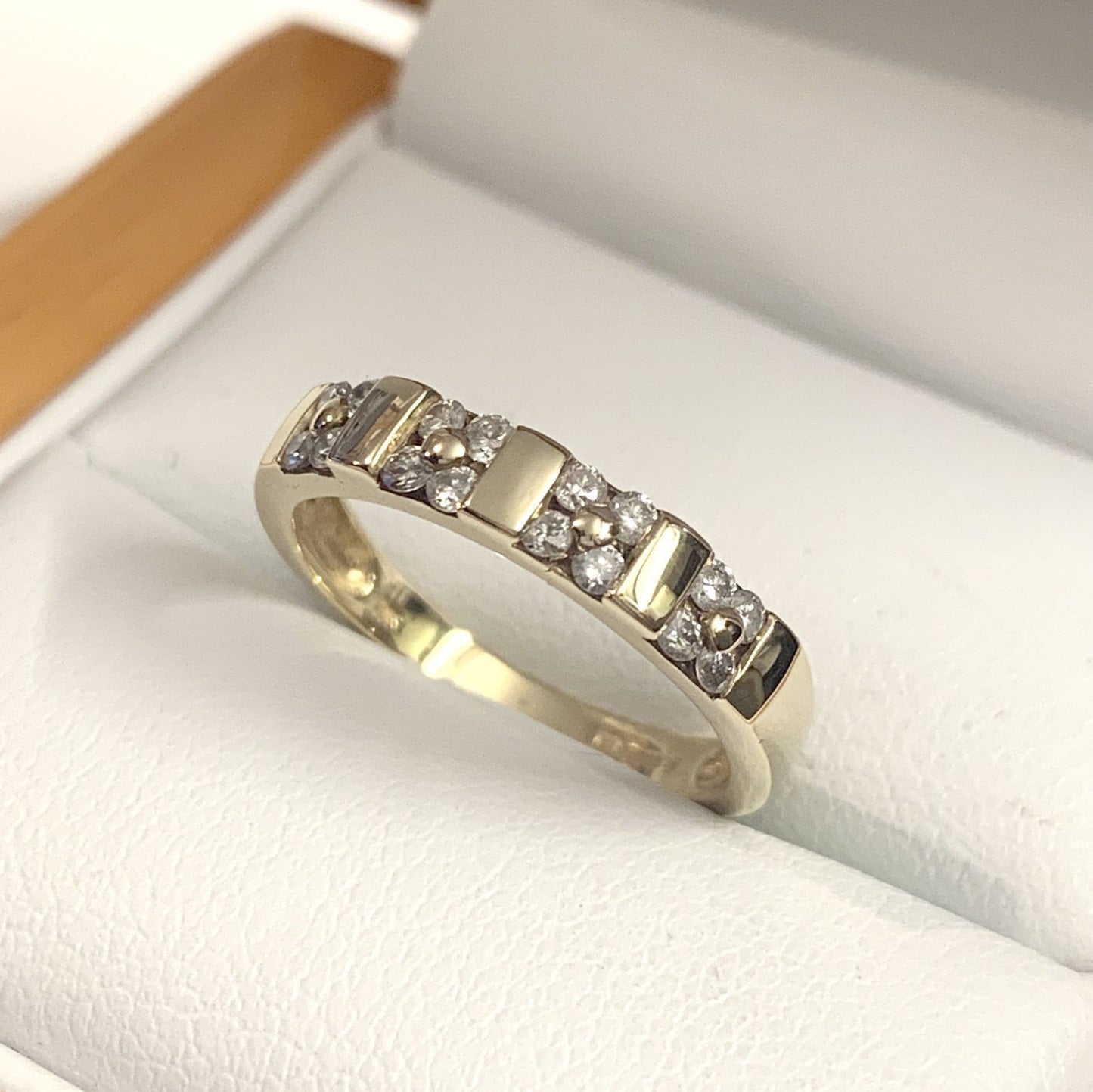 Yellow gold two row diamond eternity ring 26 points