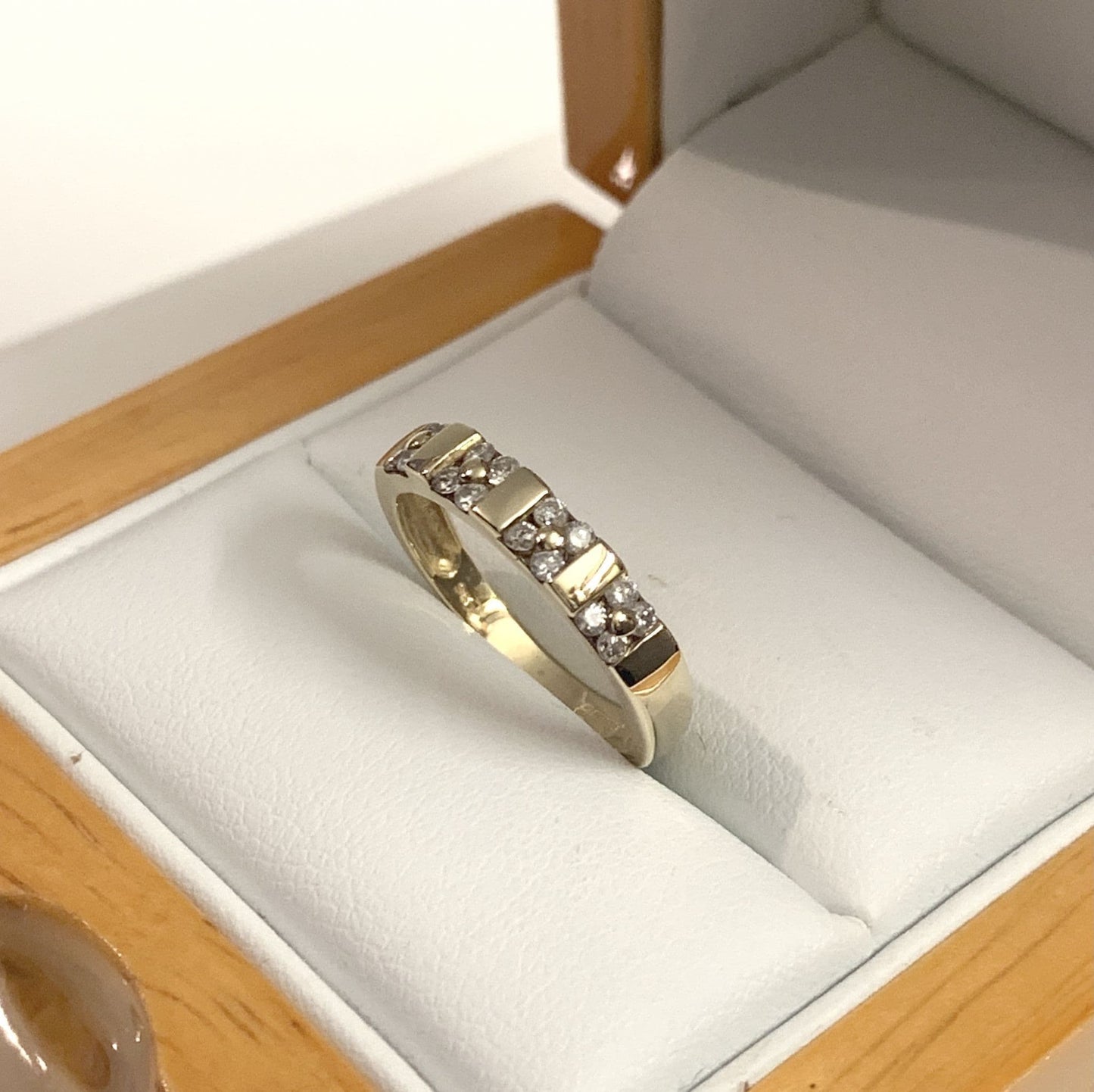 Yellow gold two row diamond eternity ring 26 points