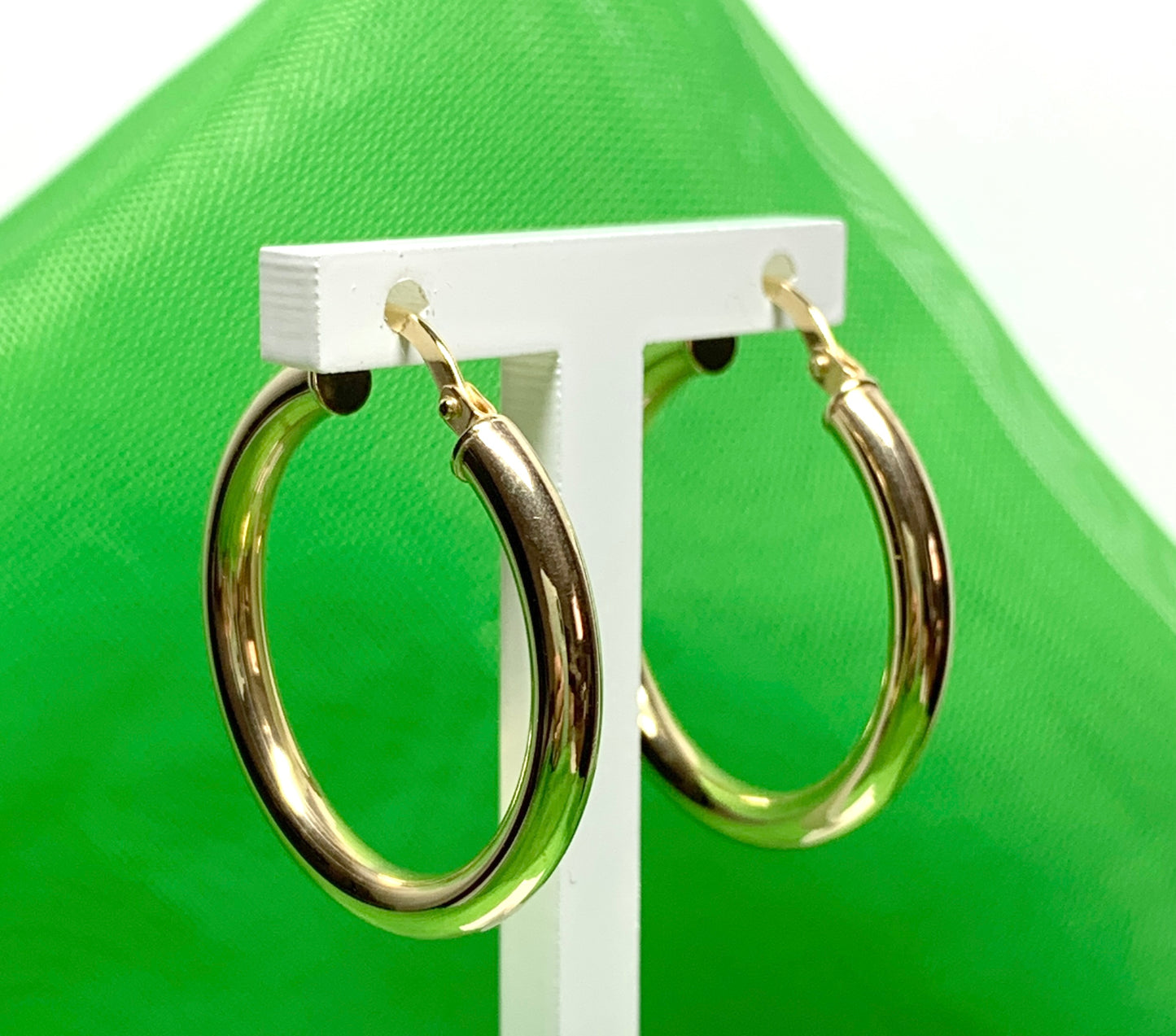 Yellow plain polished round hoop earrings 25 mm