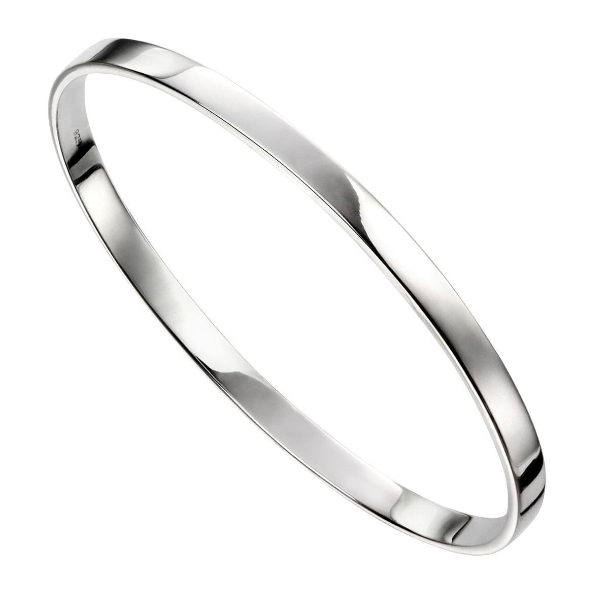 Ladies sterling silver solid oval plain polished bangle