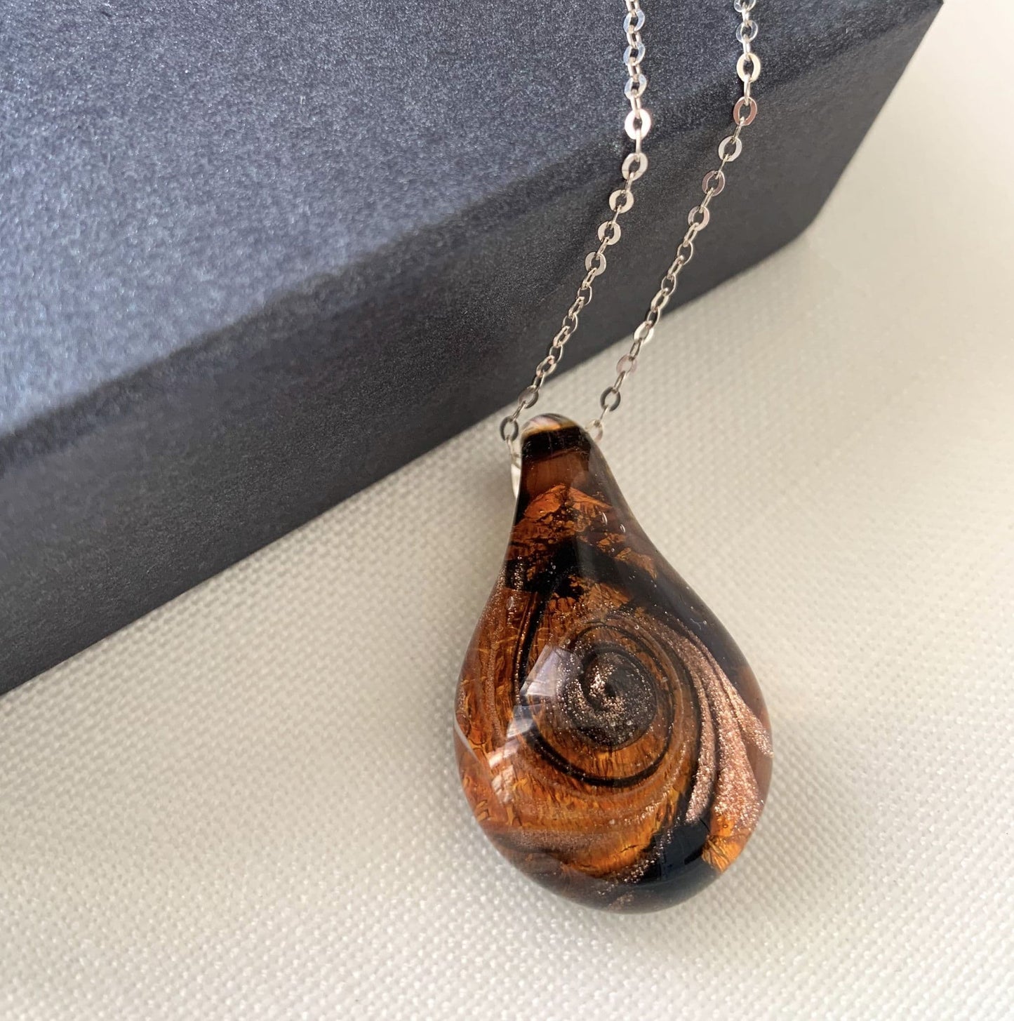 Amber Murano Glass Teardrop Necklace