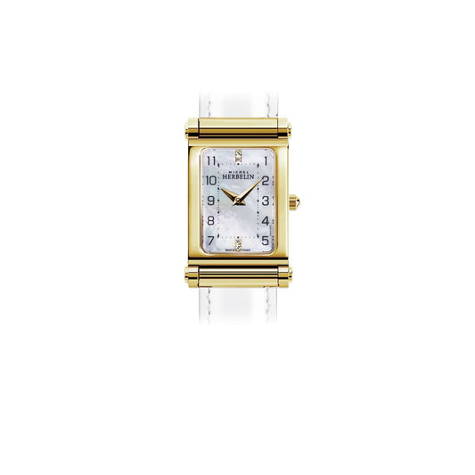 Antares Gold Edition H.17048/P79 Michel Herbelin Tete De Montre Ladies Gold Plated Rectangle Watch