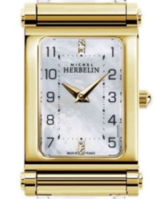 Antares Gold Edition H.17048/P79 Michel Herbelin Tete De Montre Ladies Gold Plated Rectangle Watch