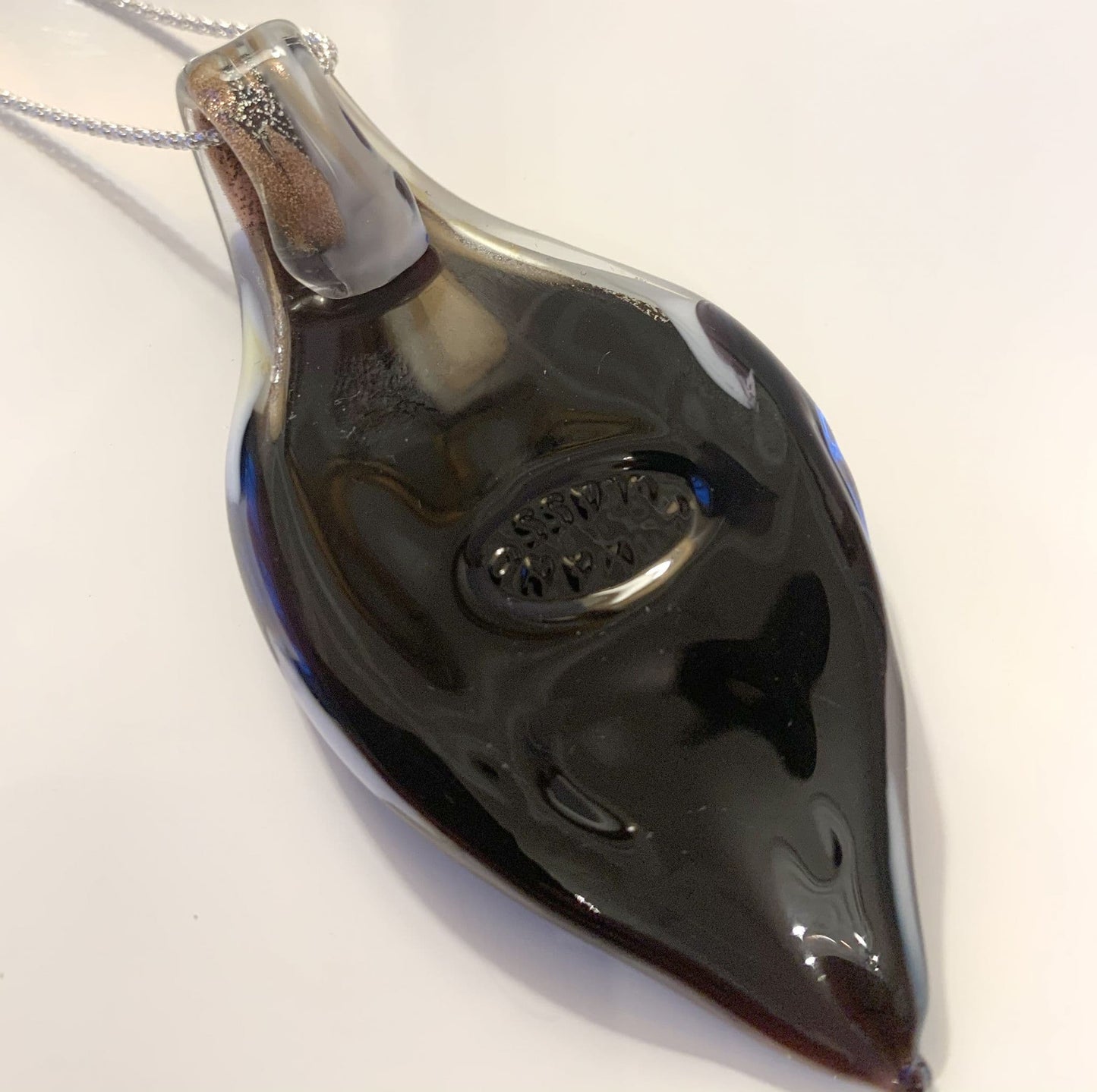 Black & Grey Tone Murano Glass Leaf Pendant