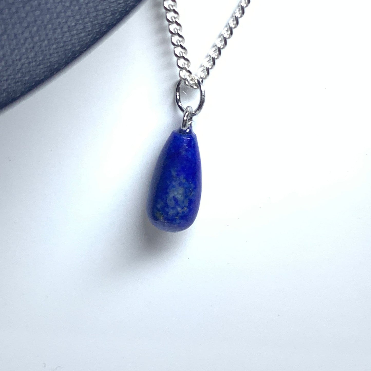 Blue lapis lazuli sterling sliver pear teardrop necklace