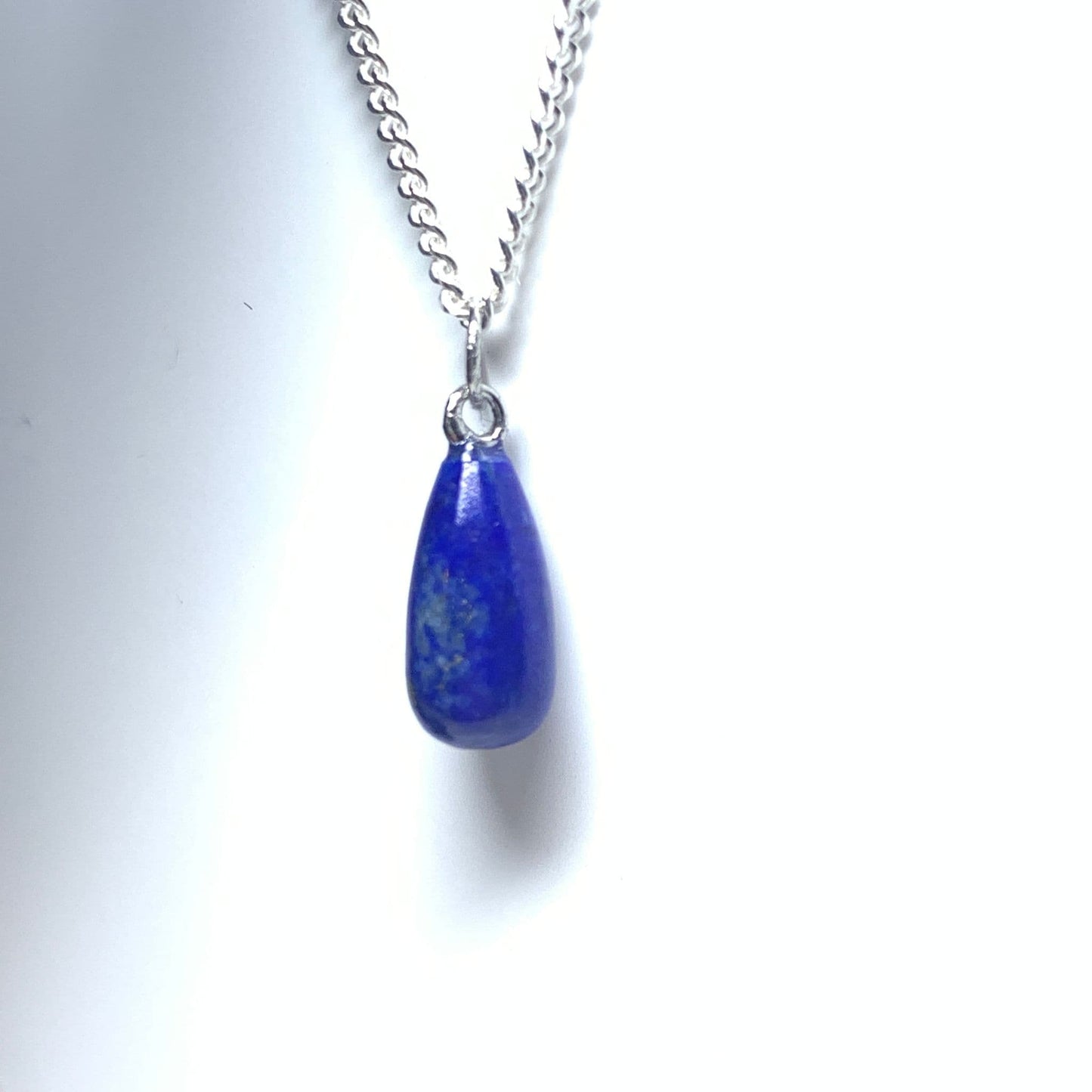 Blue lapis lazuli sterling sliver pear teardrop necklace