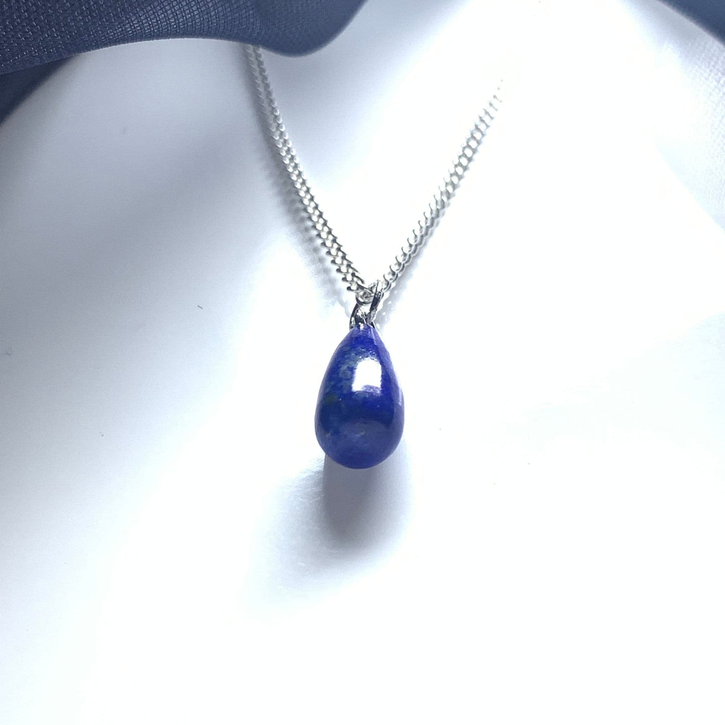 Blue lapis lazuli sterling sliver pear teardrop necklace