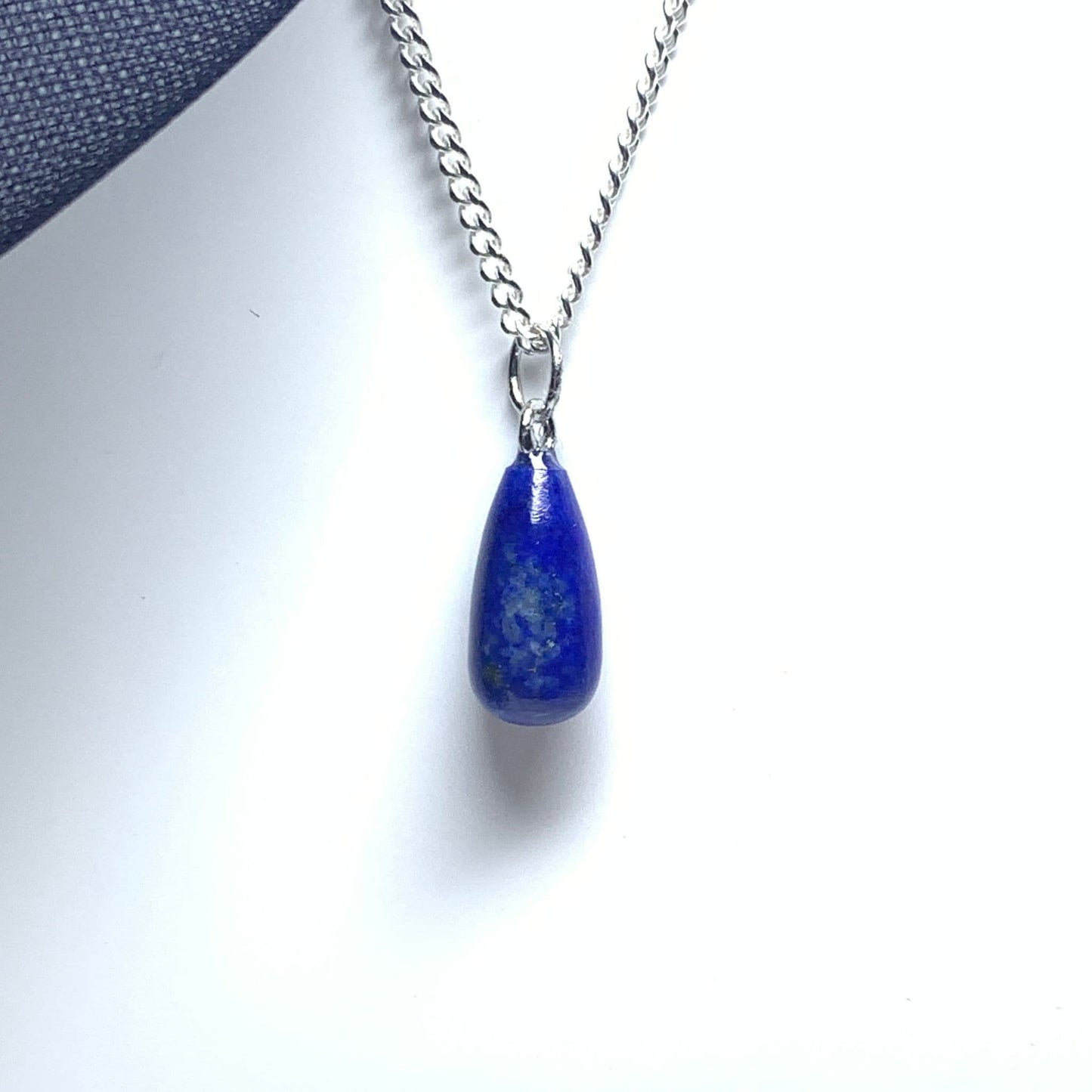 Blue lapis lazuli sterling sliver pear teardrop necklace