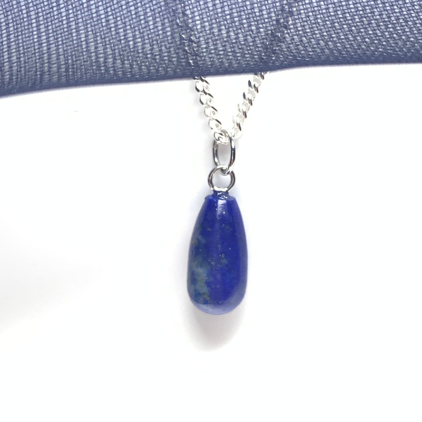 Blue lapis lazuli teardrop necklace sterling sliver pear shaped