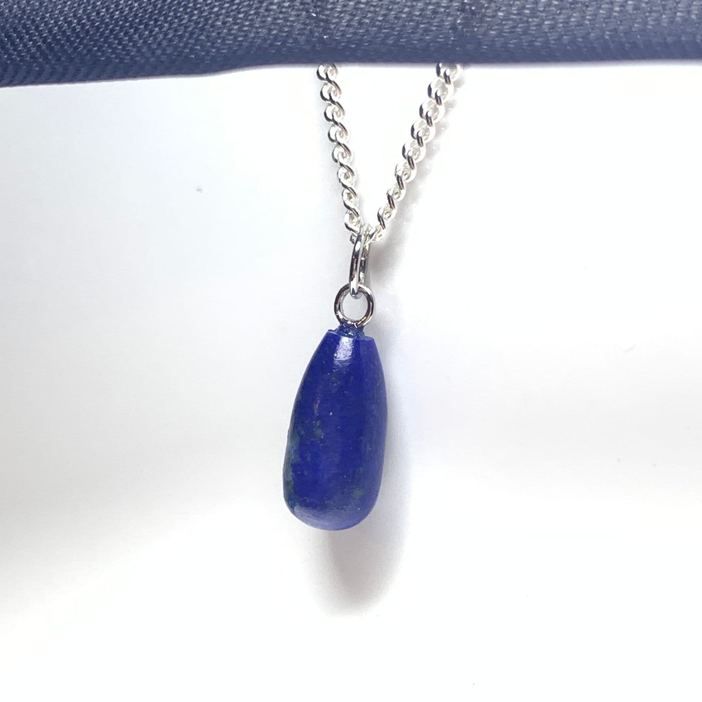 Blue lapis lazuli teardrop necklace sterling sliver pear shaped