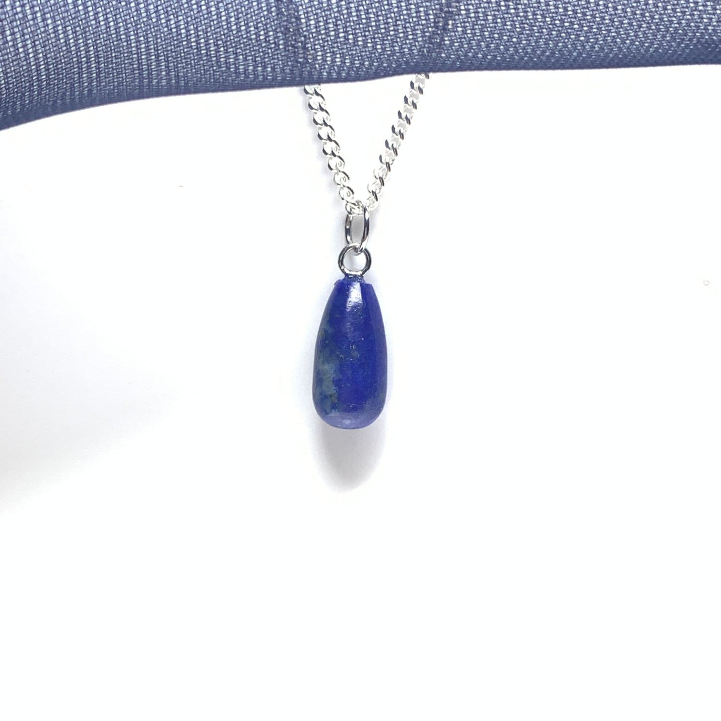 Blue lapis lazuli teardrop necklace sterling sliver pear shaped