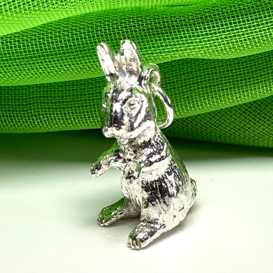 Rabbit charm solid sterling silver