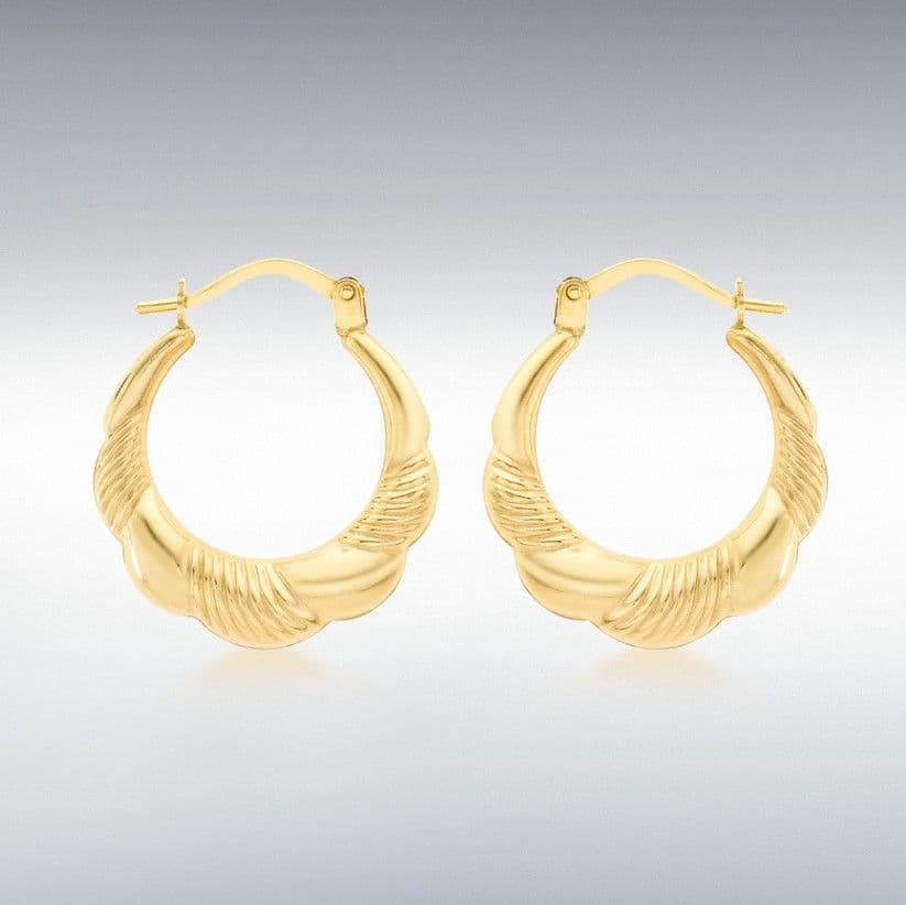 Creole hoop earrings yellow gold 21 mm x 19 mm