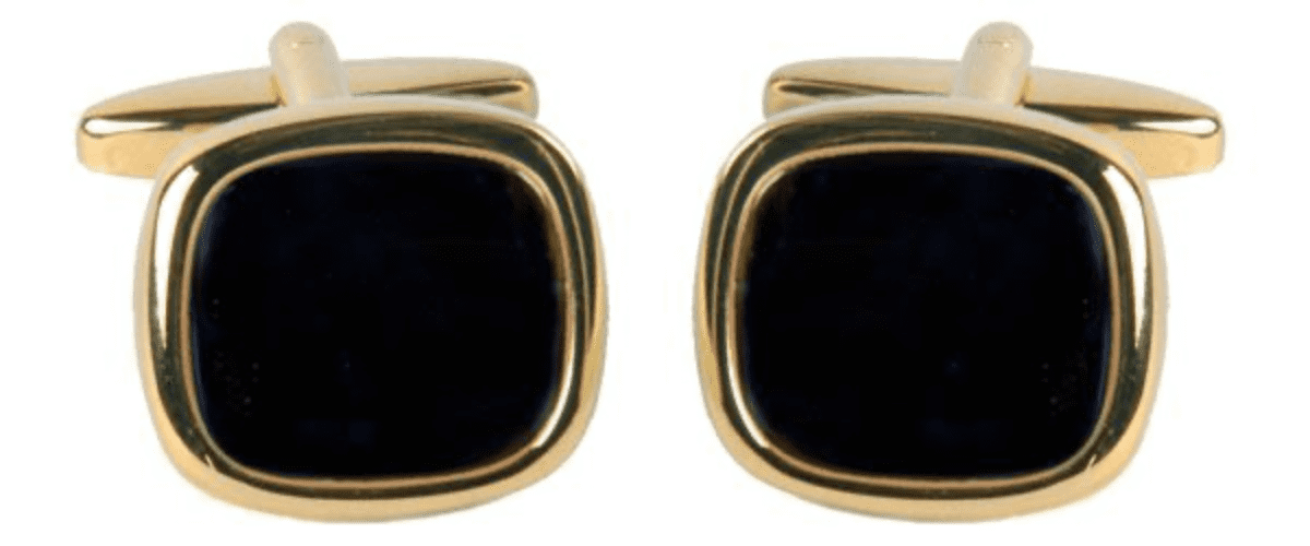Cufflinks cushion black onyx gold plated