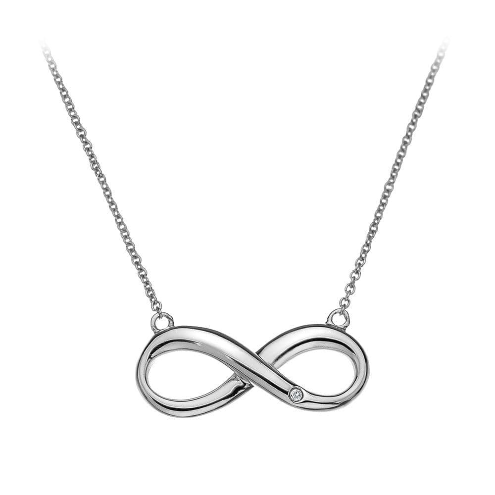 Diamond Set Infinity Sterling Silver Necklace pendant Hot Diamonds DN096