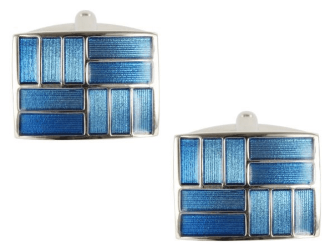 Enamel rectangle shaped blue cufflinks