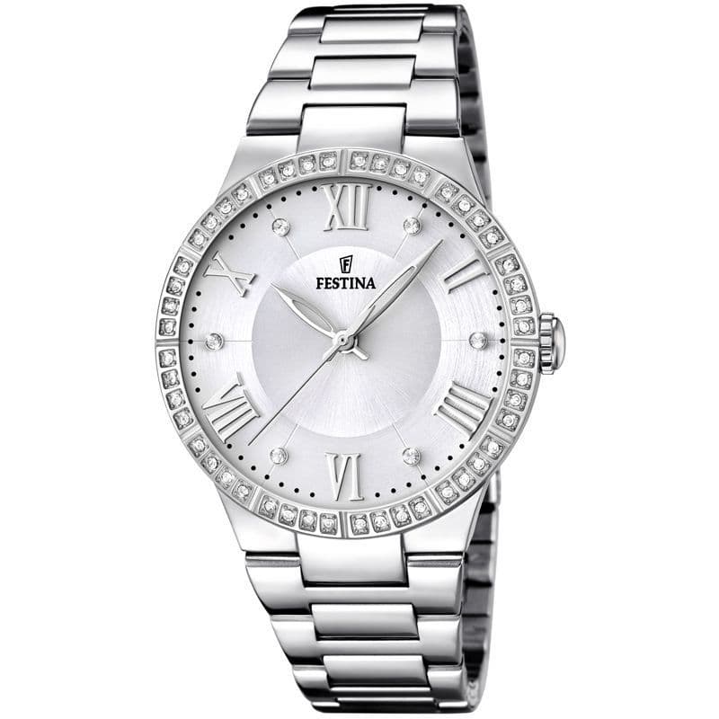 F16719/1 Festina Ladies Watch Swarovski Crystal Set Silver Bracelet