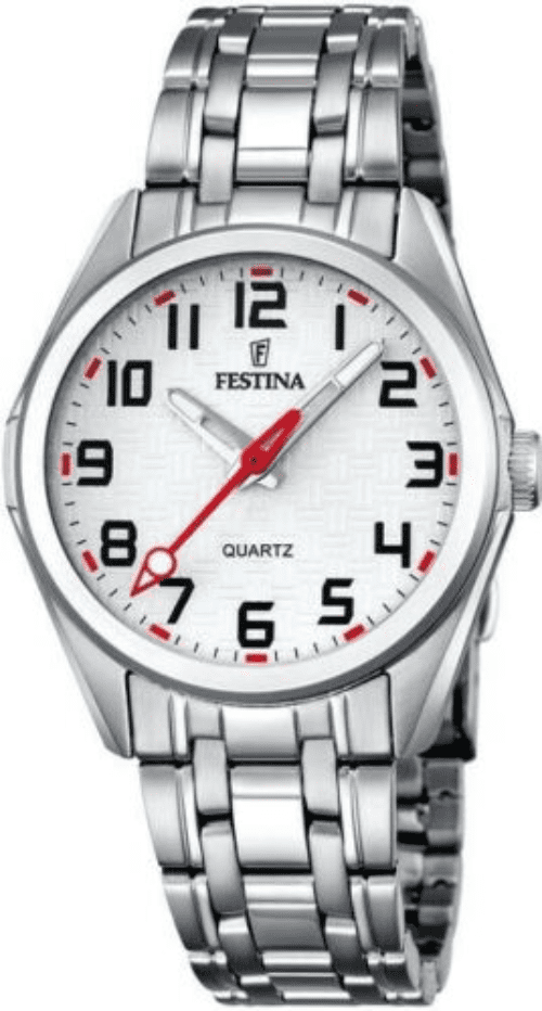 F16903/1 Festina ladies stainless steel bracelet watch with a red hand