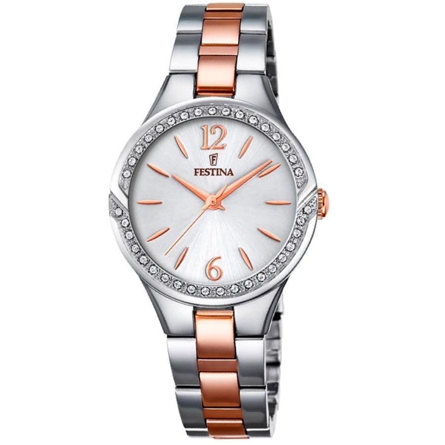 F20247/1 Festina Ladies Watch Swarovski Crystal Set Two Tone Rose Bracelet