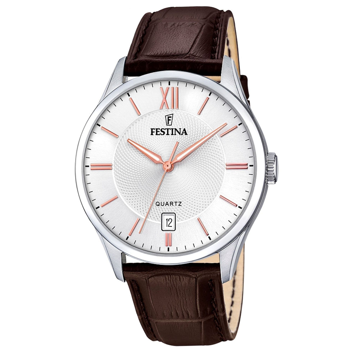 F20426/4 Festina Watch Mens Brown Round Leather Strap Watch