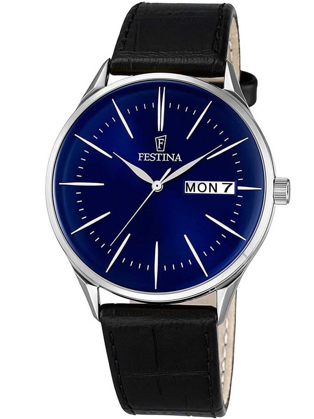 F6837/3 Festina Mens Blue Round Leather Strap Watch