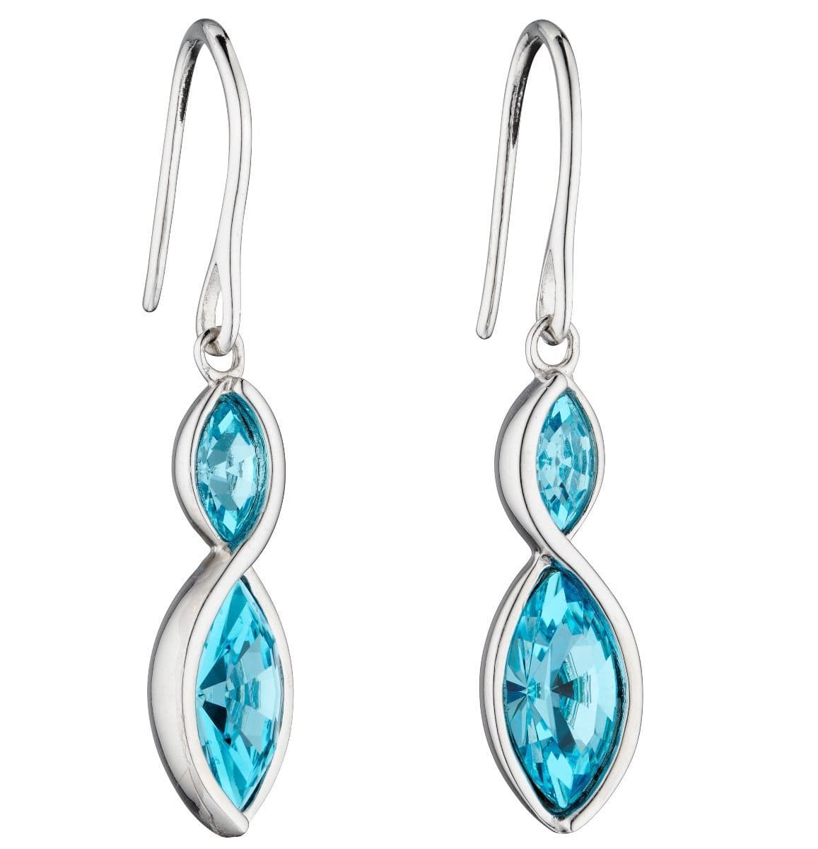 Fiorelli blue coloured crystal double drop earrings