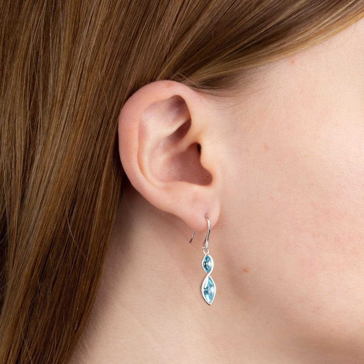 Fiorelli blue coloured crystal double drop earrings