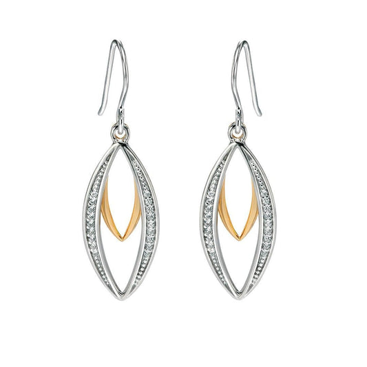 Fiorelli two tone sterling silver ling marquise drop earrings